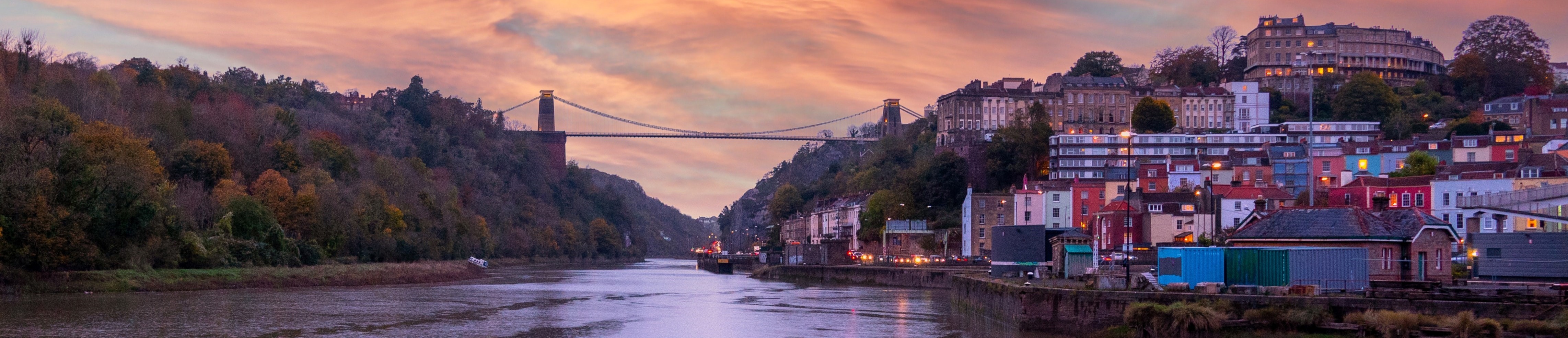 City of Bristol skyline showing the Clifton suspension bridge